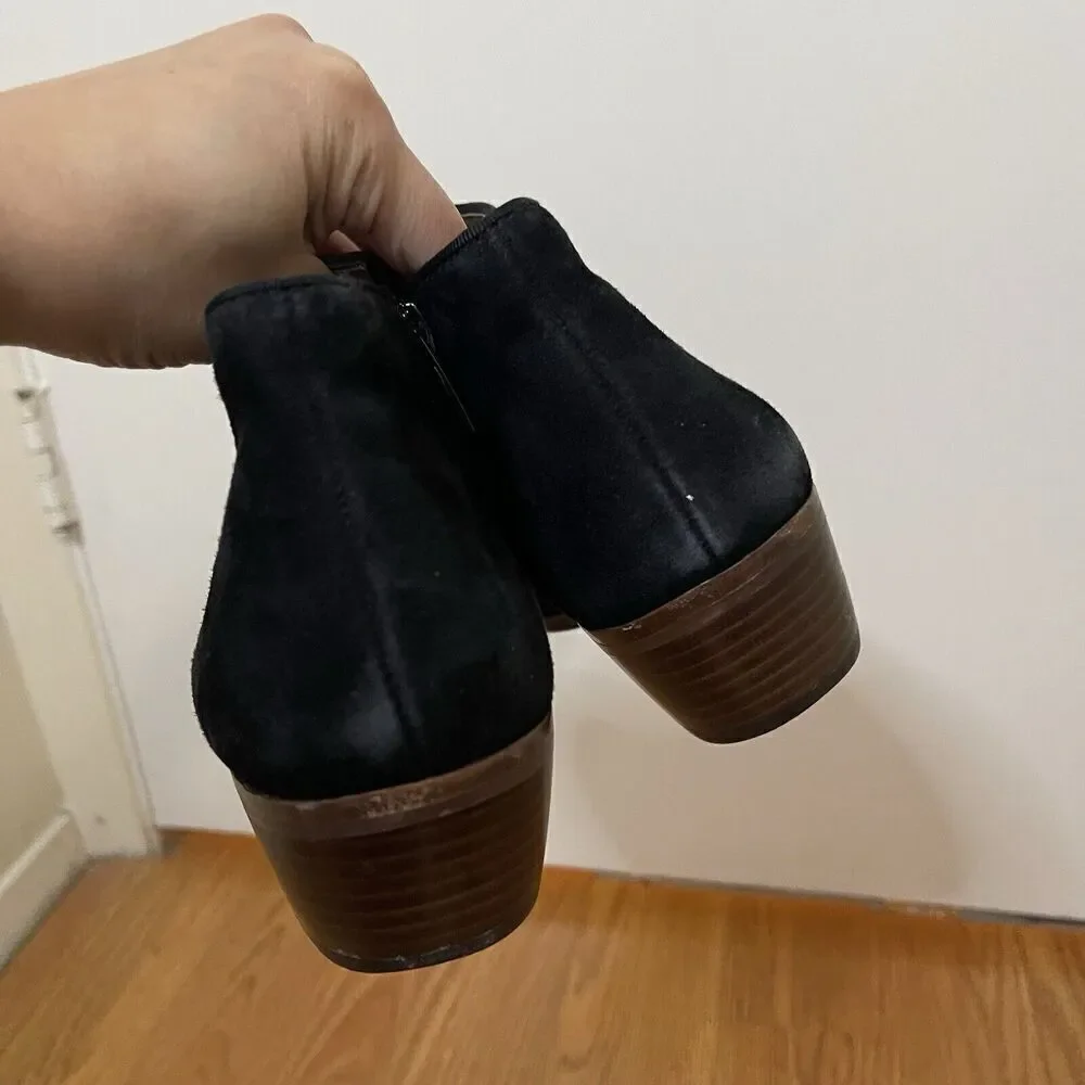 Sam Edelman black suede leather ankle zip boots size US 8